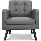 Yaheetech Mid Century Modern Fabric Arm Chair Tufted Accent Chair with Rubber Wooden Leg