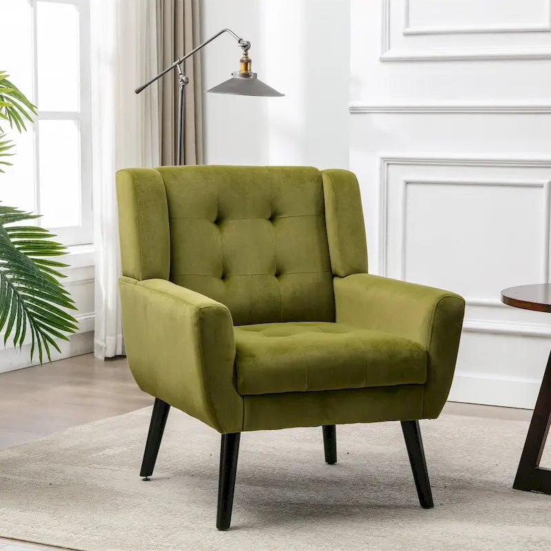 Modern Soft Velvet Ergonomics Accent Chair Living Room Chair Bedroom Chair Home Chair With Black Legs