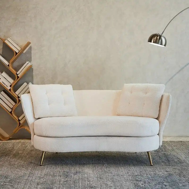 Upholstered Couch with Golden Metal Legs Club Loveseat Sofa for Living Reading Room ,Bedroom ,Apartment, Small Space Dorm
