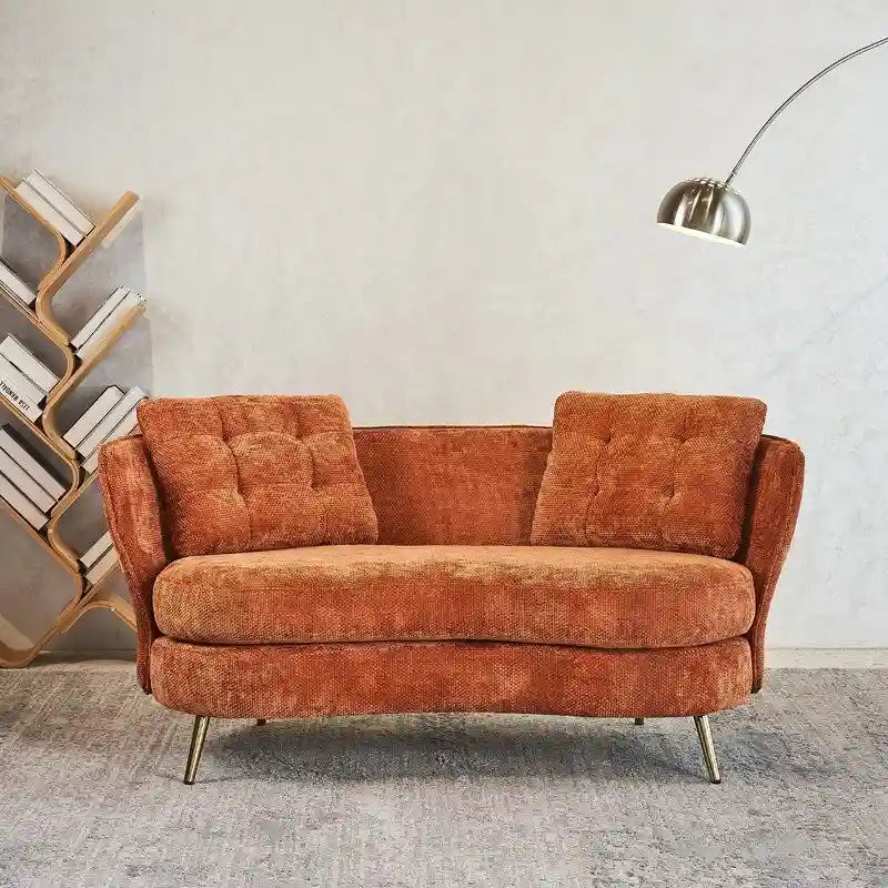 Upholstered Couch with Golden Metal Legs Club Loveseat Sofa for Living Reading Room ,Bedroom ,Apartment, Small Space Dorm