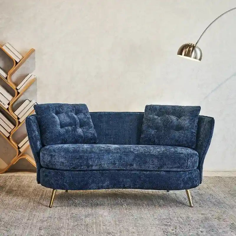 Upholstered Couch with Golden Metal Legs Club Loveseat Sofa for Living Reading Room ,Bedroom ,Apartment, Small Space Dorm