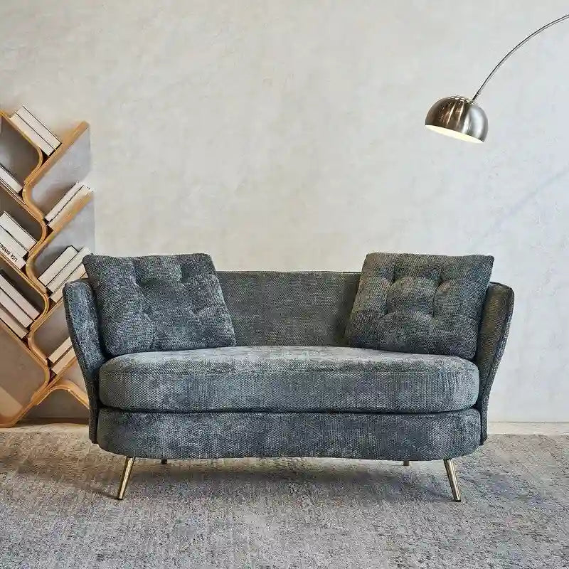 Upholstered Couch with Golden Metal Legs Club Loveseat Sofa for Living Reading Room ,Bedroom ,Apartment, Small Space Dorm