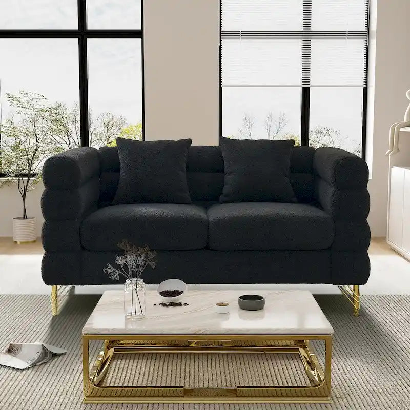Teddy Fabric Modern Sectional Sofa Sets L-Shape/2/3/4 Seater Sofa Couch with Pillows