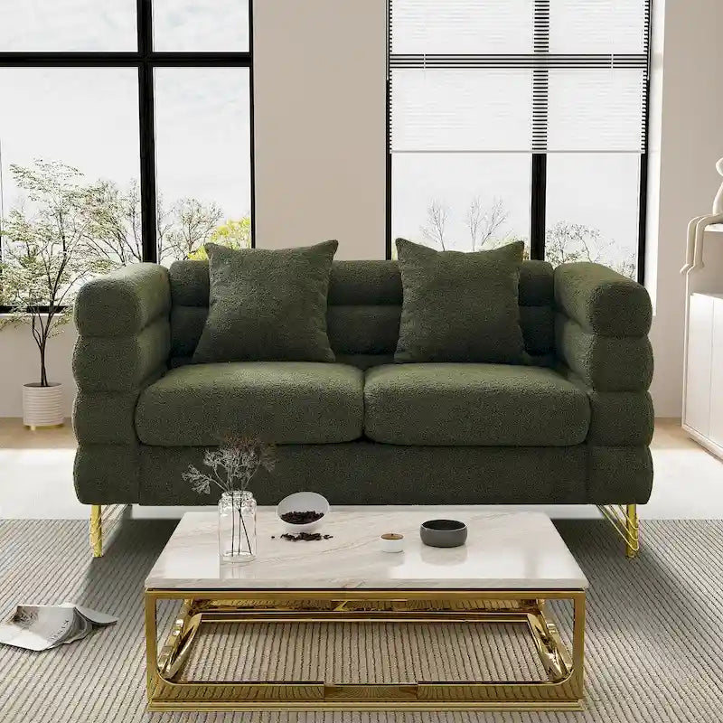 Teddy Fabric Modern Sectional Sofa Sets L-Shape/2/3/4 Seater Sofa Couch with Pillows