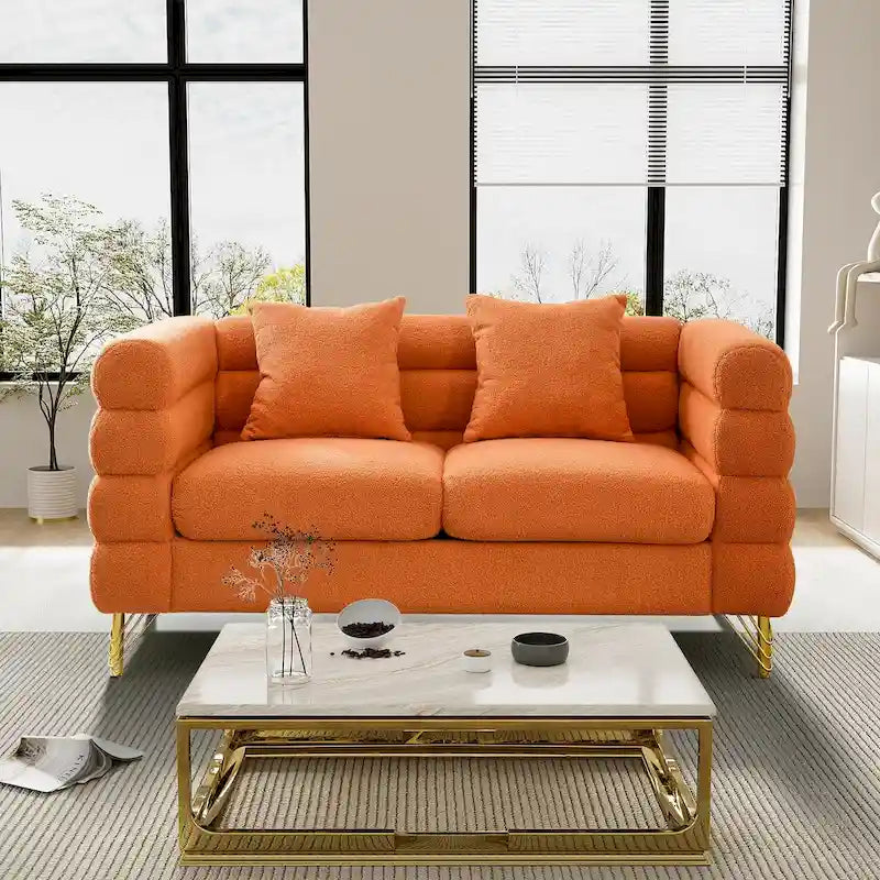 Teddy Fabric Modern Sectional Sofa Sets L-Shape/2/3/4 Seater Sofa Couch with Pillows