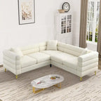Teddy Fabric Modern Sectional Sofa Sets L-Shape/2/3/4 Seater Sofa Couch with Pillows