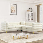 Teddy Fabric Modern Sectional Sofa Sets L-Shape/2/3/4 Seater Sofa Couch with Pillows