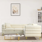 Teddy Fabric Modern Sectional Sofa Sets L-Shape/2/3/4 Seater Sofa Couch with Pillows