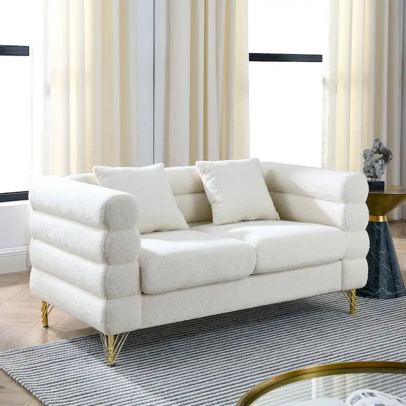 Teddy Fabric Modern Sectional Sofa Sets L-Shape/2/3/4 Seater Sofa Couch with Pillows