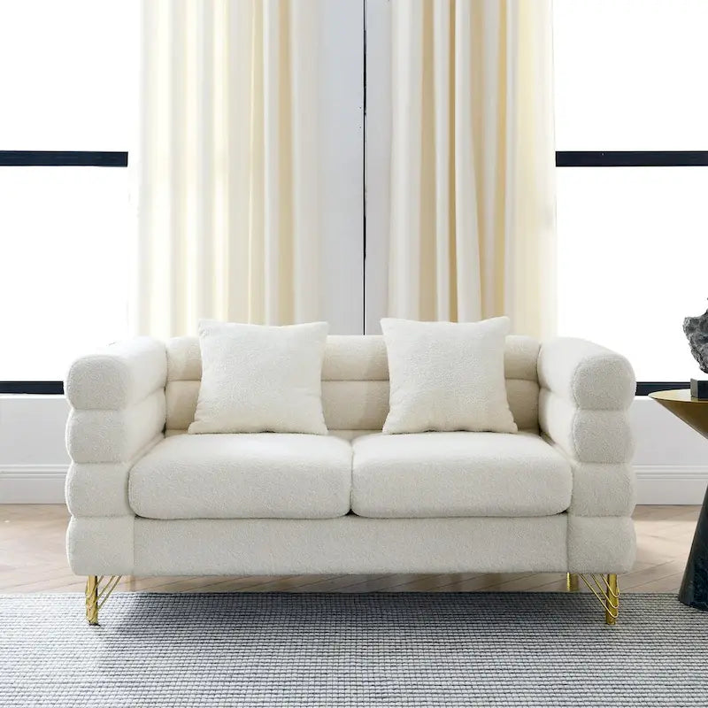 Teddy Fabric Modern Sectional Sofa Sets L-Shape/2/3/4 Seater Sofa Couch with Pillows