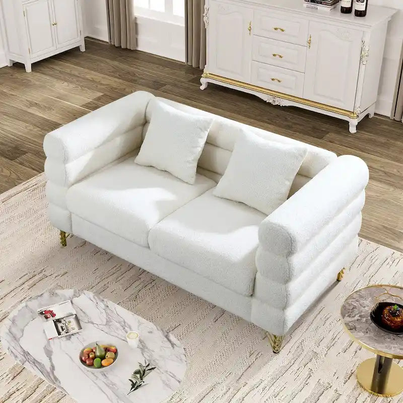 Teddy Fabric Modern Sectional Sofa Sets L-Shape/2/3/4 Seater Sofa Couch with Pillows