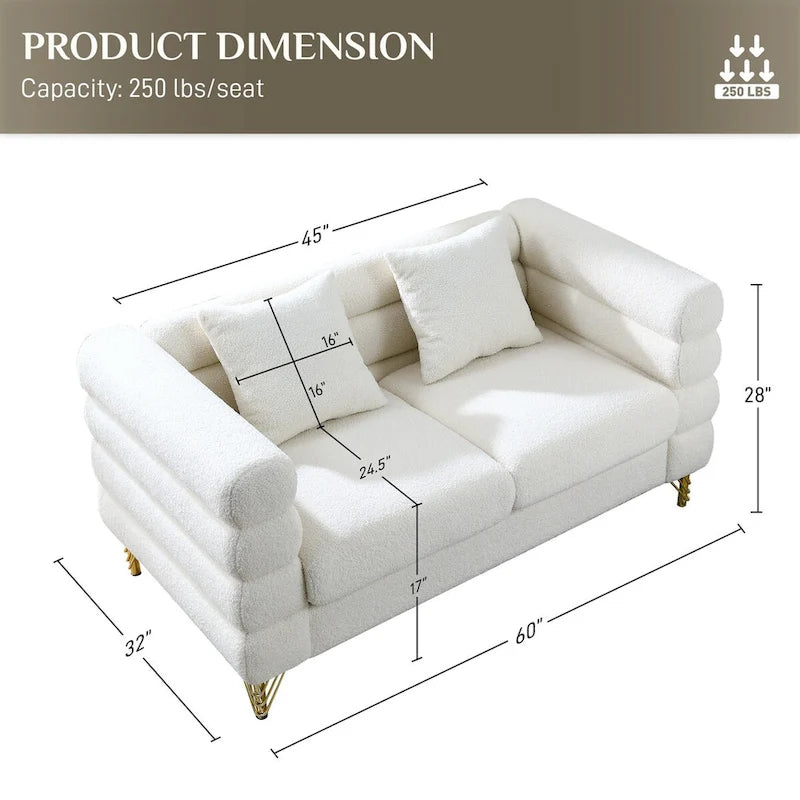 Teddy Fabric Modern Sectional Sofa Sets L-Shape/2/3/4 Seater Sofa Couch with Pillows
