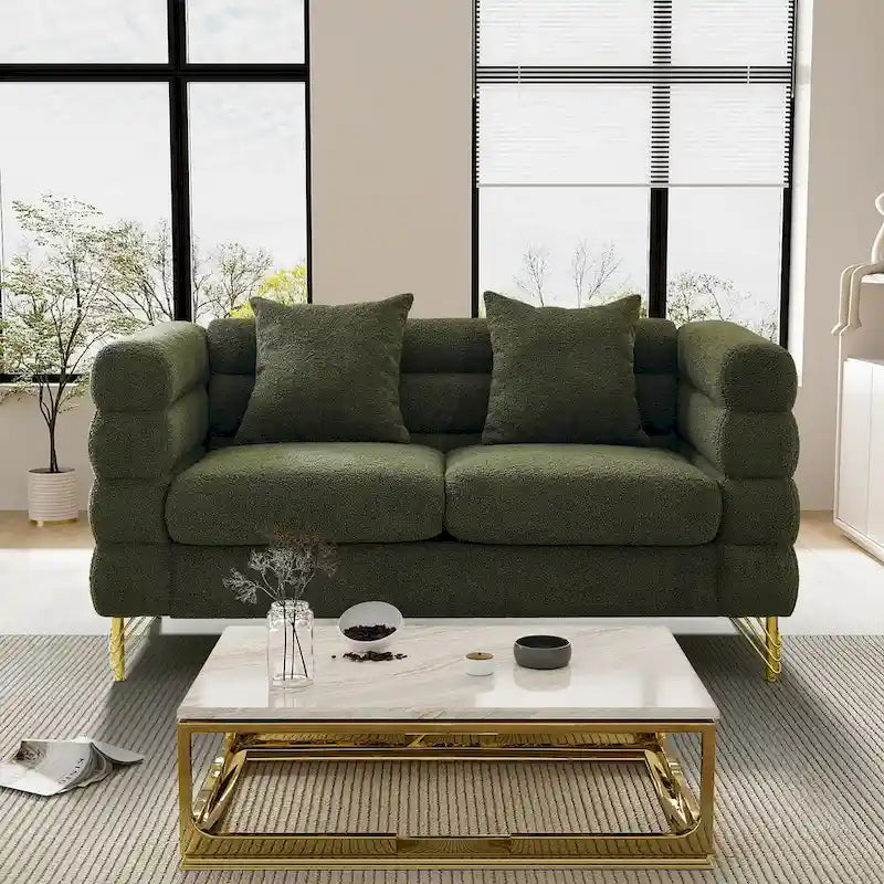 Teddy Fabric Modern Sectional Sofa Sets L-Shape/2/3/4 Seater Sofa Couch with Pillows