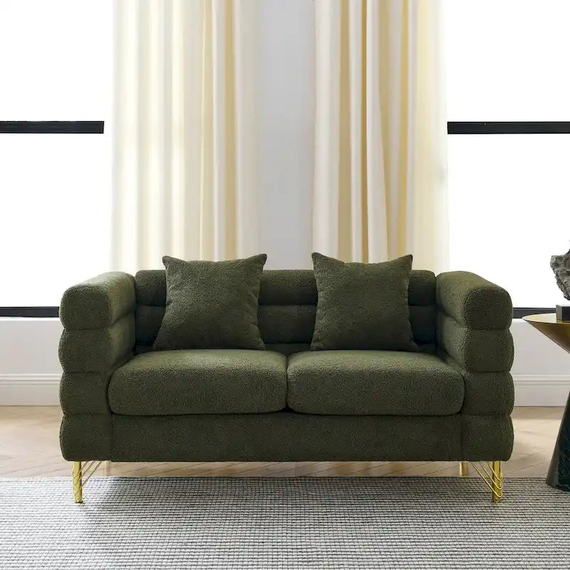 Teddy Fabric Modern Sectional Sofa Sets L-Shape/2/3/4 Seater Sofa Couch with Pillows