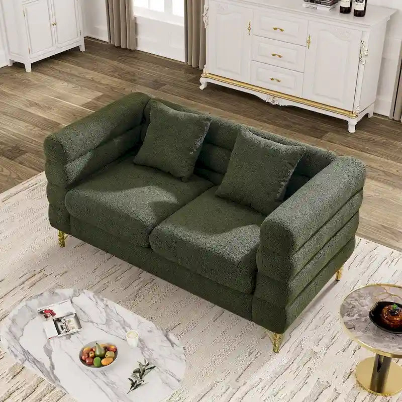Teddy Fabric Modern Sectional Sofa Sets L-Shape/2/3/4 Seater Sofa Couch with Pillows
