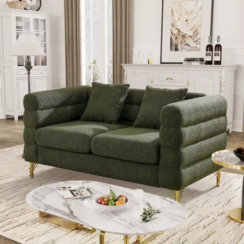 Teddy Fabric Modern Sectional Sofa Sets L-Shape/2/3/4 Seater Sofa Couch with Pillows