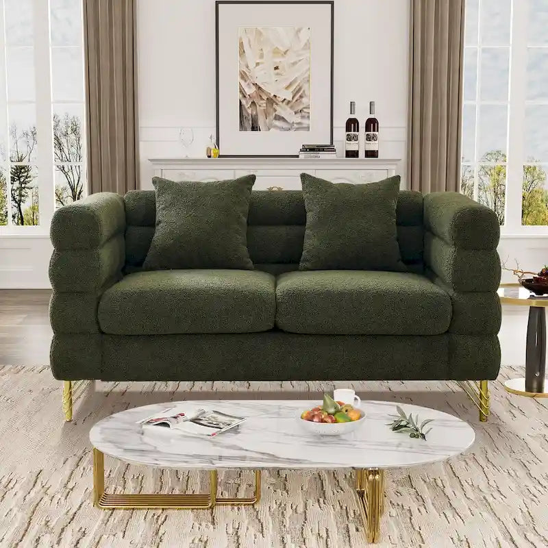 Teddy Fabric Modern Sectional Sofa Sets L-Shape/2/3/4 Seater Sofa Couch with Pillows