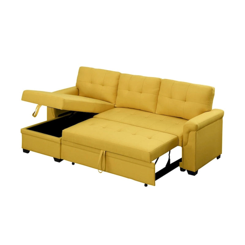 Lucca 84-inch Reversible Sleeper Sectional Sofa with Storage Chaise - 84W x 54D x 35H
