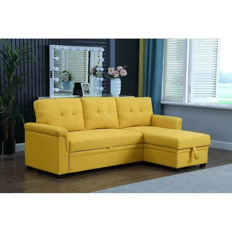 Lucca 84-inch Reversible Sleeper Sectional Sofa with Storage Chaise - 84W x 54D x 35H