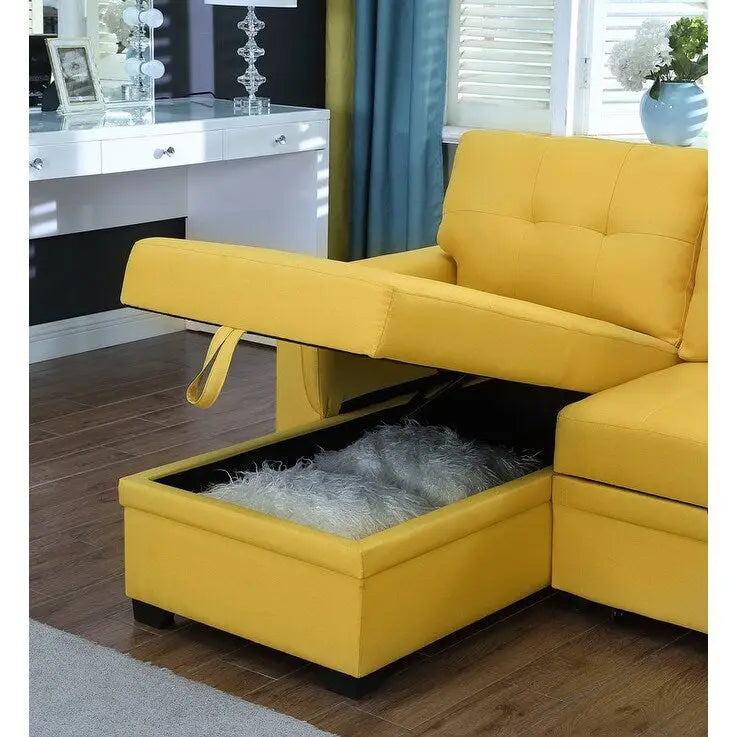 Lucca 84-inch Reversible Sleeper Sectional Sofa with Storage Chaise - 84W x 54D x 35H