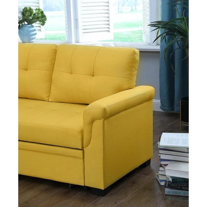 Lucca 84-inch Reversible Sleeper Sectional Sofa with Storage Chaise - 84W x 54D x 35H