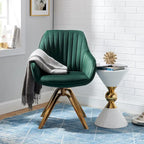 Art Leon Modern Velvet Swivel Chair with Golden Finish