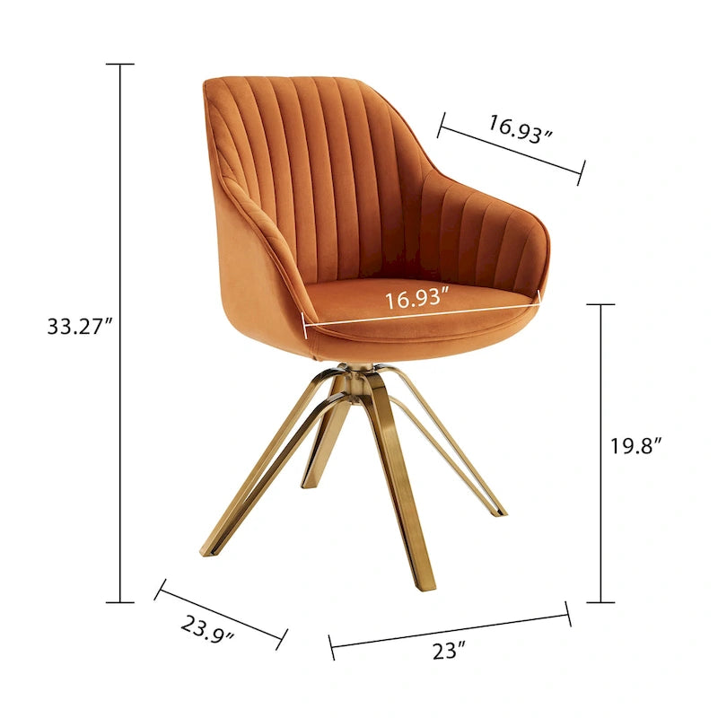 Art Leon Modern Velvet Swivel Chair with Golden Finish