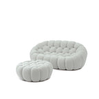 3D Honeycomb Fabric Upholstered Bubble Sofa Modern Loveseat with Ottoman