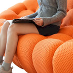 3D Honeycomb Fabric Upholstered Bubble Sofa Modern Loveseat with Ottoman