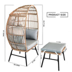 Outdoor Garden Wicker Egg Chair And Footstool