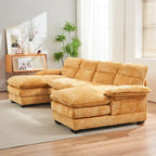 U-shaped profile sofa, including two single seats and two chaise, modular sofa, Chenille sofa