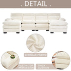 U-shaped profile sofa, including two single seats and two chaise, modular sofa, Chenille sofa