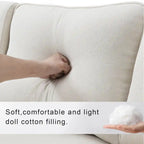 Modern Linen Fabric Upholstered Sofa with Console, 4Pillows,Cupholders,USB