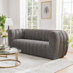 Furniture of America Lucinda Modern Vertical Channel Tufted Boucle Accent Sofa Couch with Wooden Legs