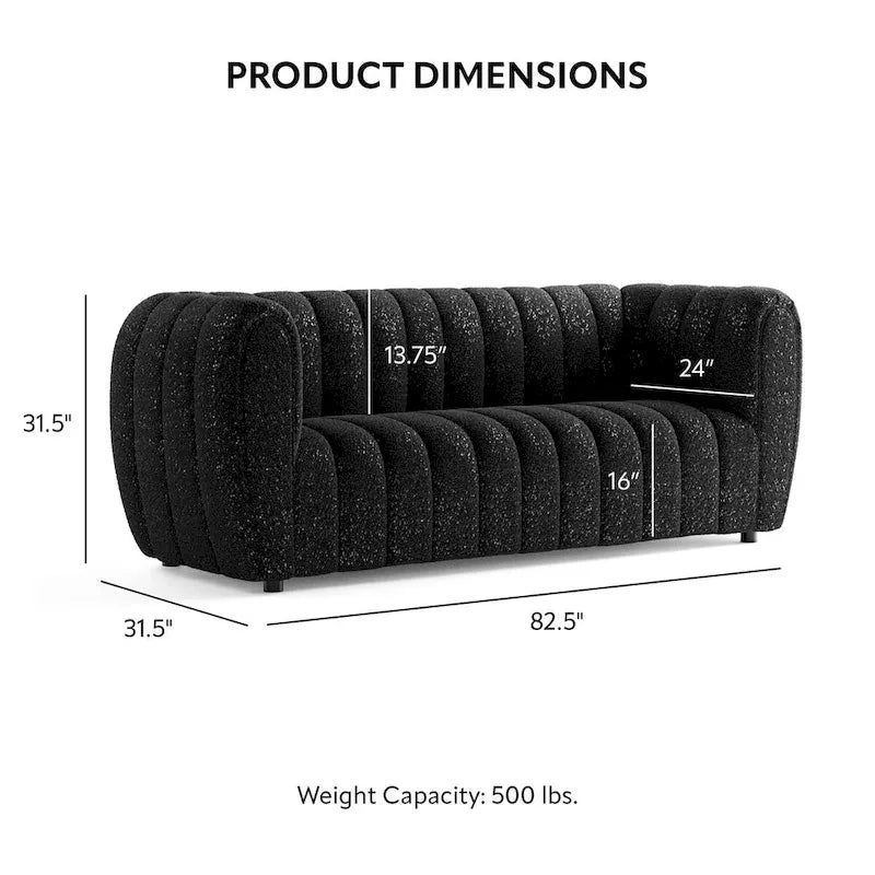 Furniture of America Lucinda Modern Vertical Channel Tufted Boucle Accent Sofa Couch with Wooden Legs