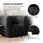 Furniture of America Lucinda Modern Vertical Channel Tufted Boucle Accent Sofa Couch with Wooden Legs