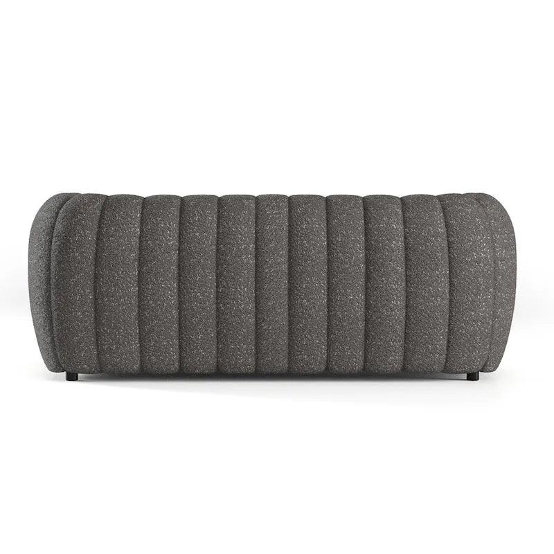 Furniture of America Lucinda Modern Vertical Channel Tufted Boucle Accent Sofa Couch with Wooden Legs