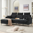 89 Chenille Sectional Sofa Couch With Extra Wide Chaise For Livingroom