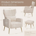 HOMYKA Accent Chair Upholstered Velvet Wingback Armchair Set of 2