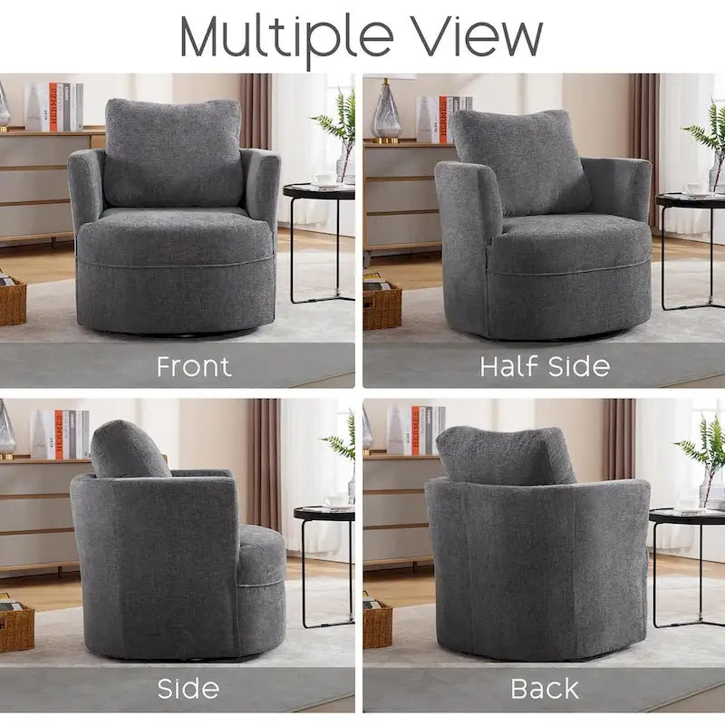 HOMYKA Swivel Accent Barrel Chair Round Arm Chair with Pillow Set 2