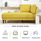 65 Linen Fabric Corner Sofa, Upholstered Indoor Chaise Lounge, Sleeper Sofa, Solid Wood Sofa Bed for Bedroom Living Room
