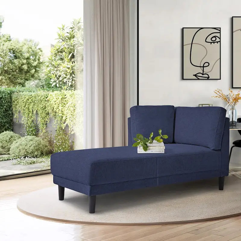 65 Linen Fabric Corner Sofa, Upholstered Indoor Chaise Lounge, Sleeper Sofa, Solid Wood Sofa Bed for Bedroom Living Room