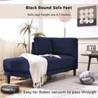 65 Linen Fabric Corner Sofa, Upholstered Indoor Chaise Lounge, Sleeper Sofa, Solid Wood Sofa Bed for Bedroom Living Room