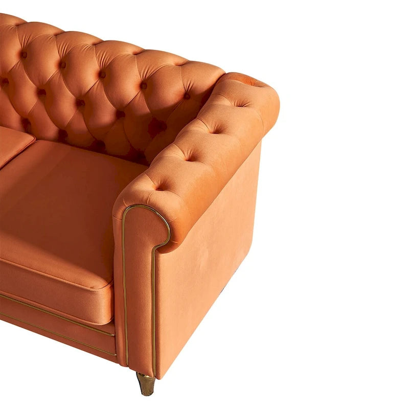 Modern Style Velvet Sofa 84.65 inch for Living Room