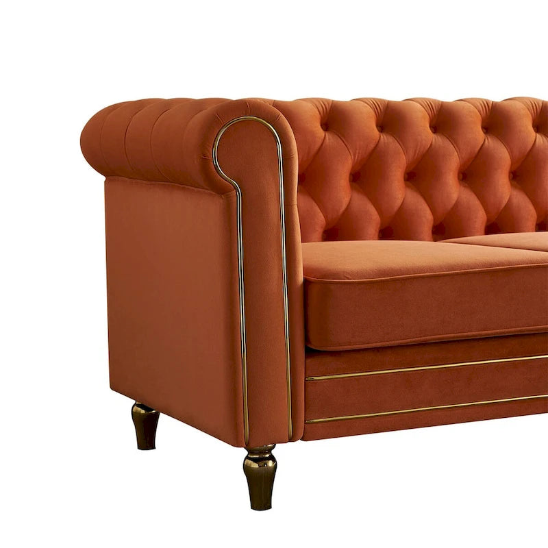 Modern Style Velvet Sofa 84.65 inch for Living Room