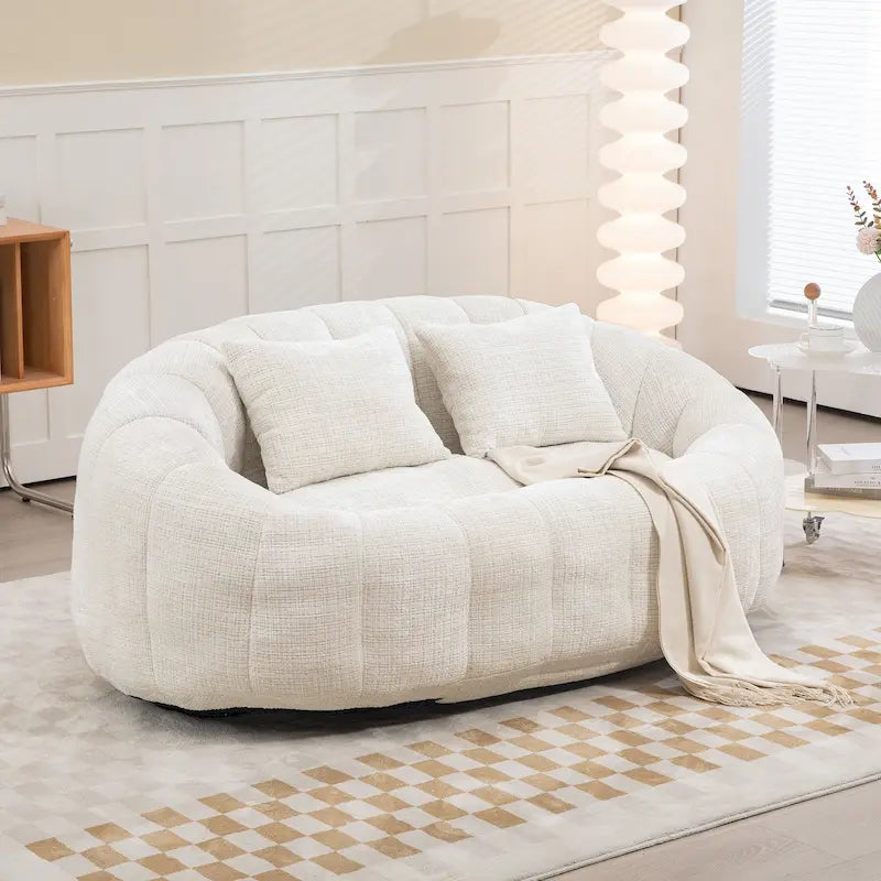 HOMEFUN Chenille Upholstered Durable Comfort Lounger High Back Bean Bag Loveseat Sofa
