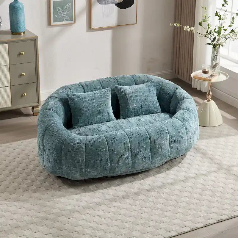 HOMEFUN Chenille Upholstered Durable Comfort Lounger High Back Bean Bag Loveseat Sofa
