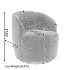 Velvet Fabric Swivel Barrel Chair with Black Powder Coating Metal Ring