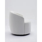 Velvet Fabric Swivel Barrel Chair with Black Powder Coating Metal Ring