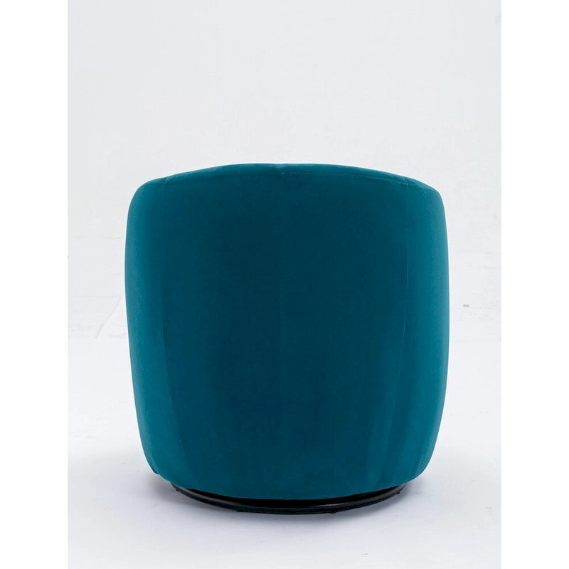 Velvet Fabric Swivel Barrel Chair with Black Powder Coating Metal Ring